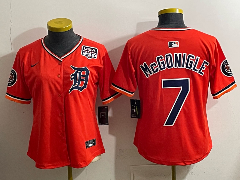 women Detroit Tigers #7 McGonigle orange Nike 2026 MLB Jersey 0404003->women mlb jersey->Women Jersey